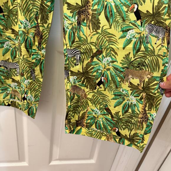 Jane + Delancey safari jungle animal palm print pull on trouser lounge pants Lg - Picture 5 of 9